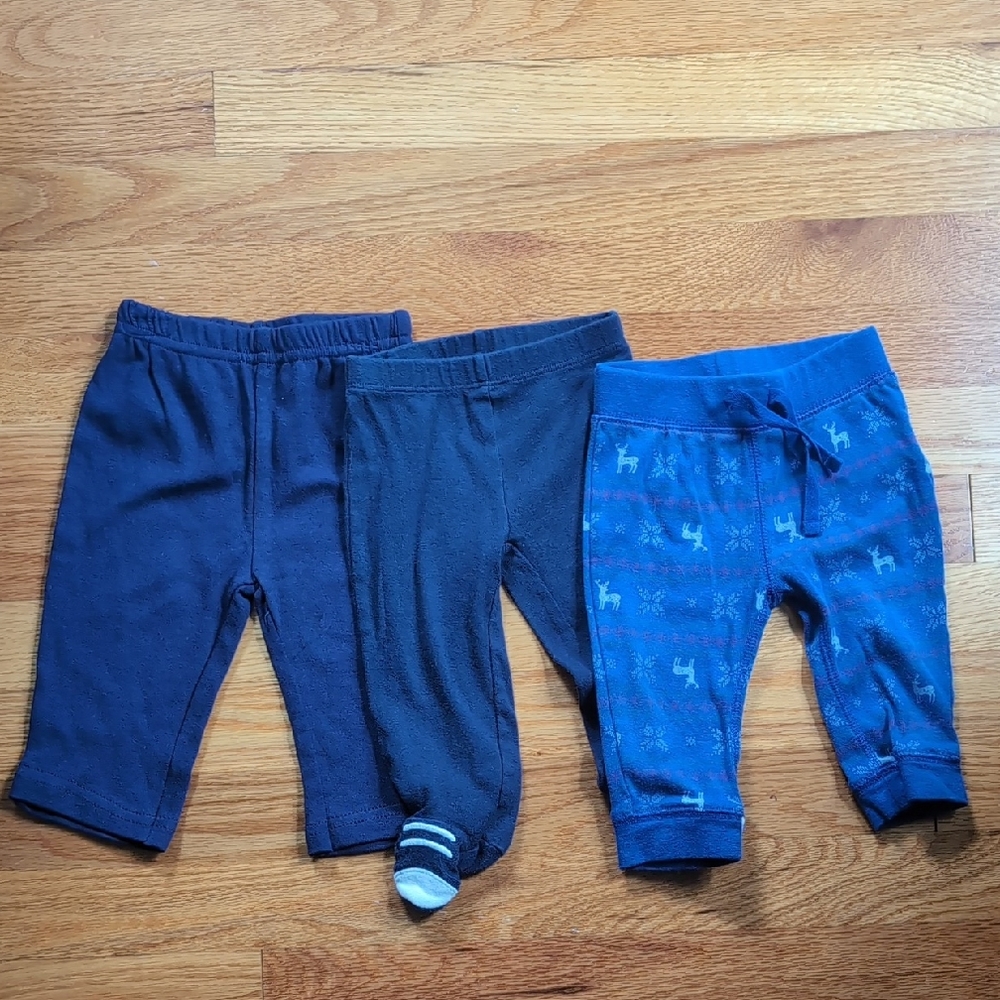 Set of Three Pants in Blue - Size 6-12 mos
